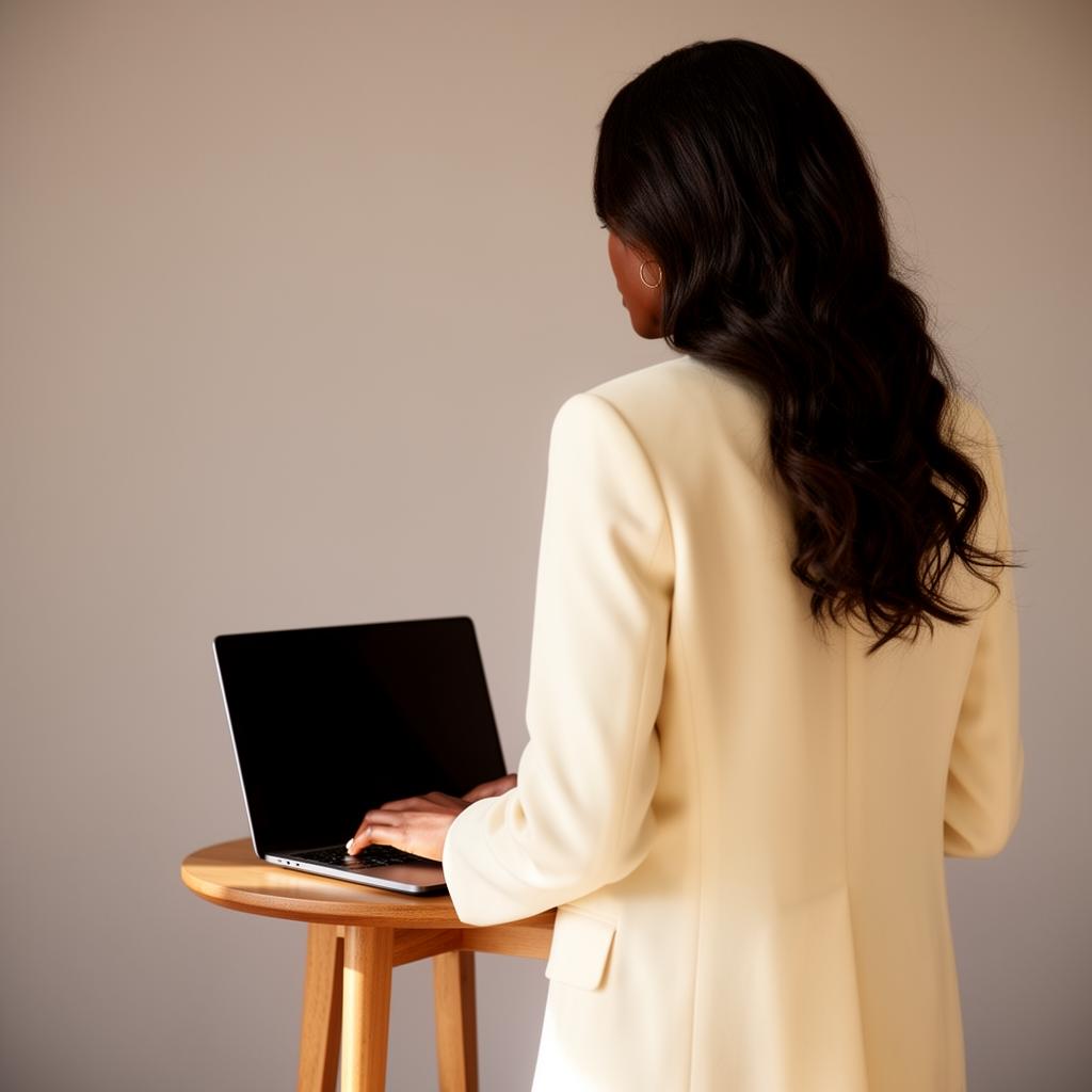 Founder working on her brand at a laptop
